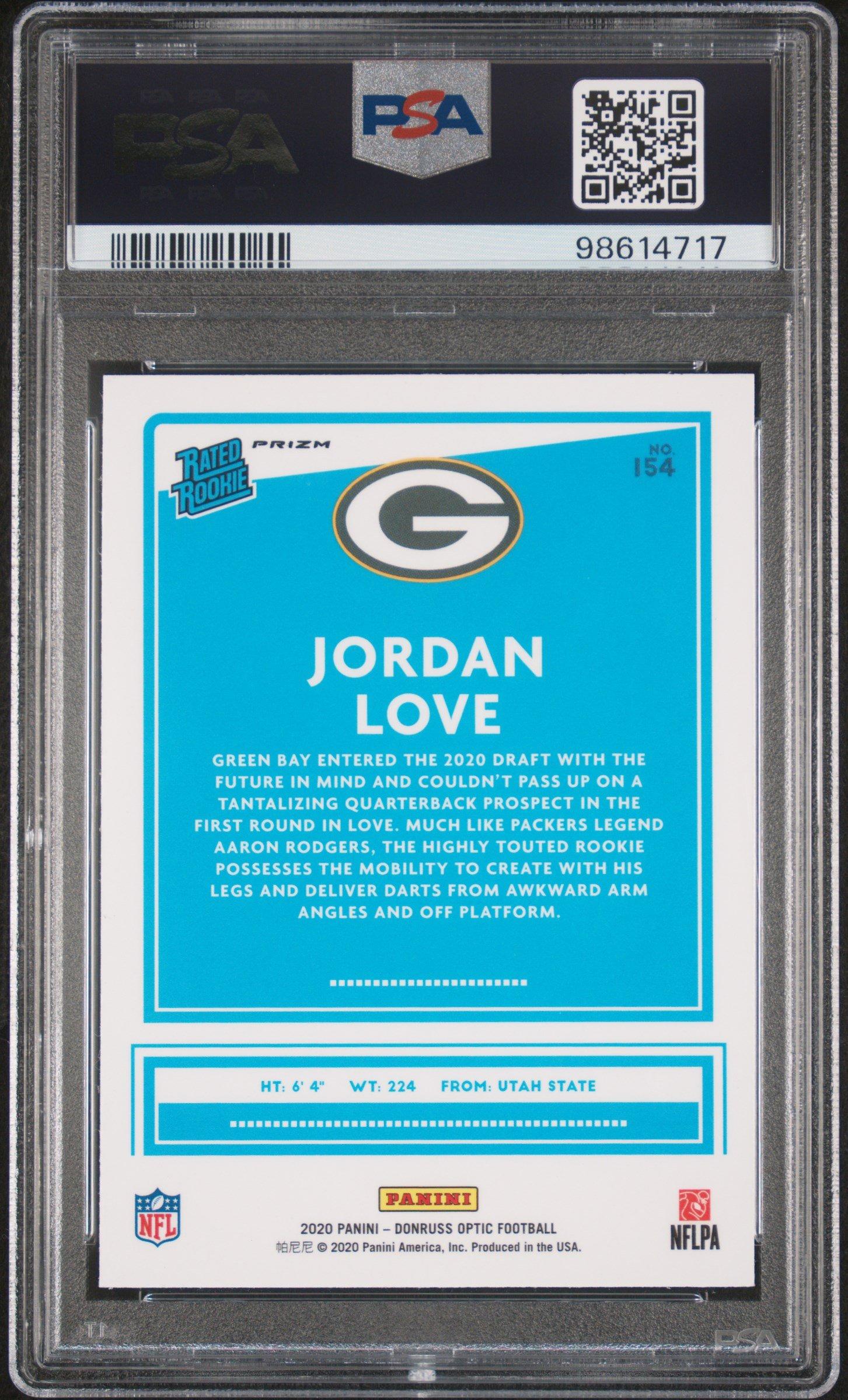 2020 Panini Donruss Optic 154 Jordan Love Holo PSA 9