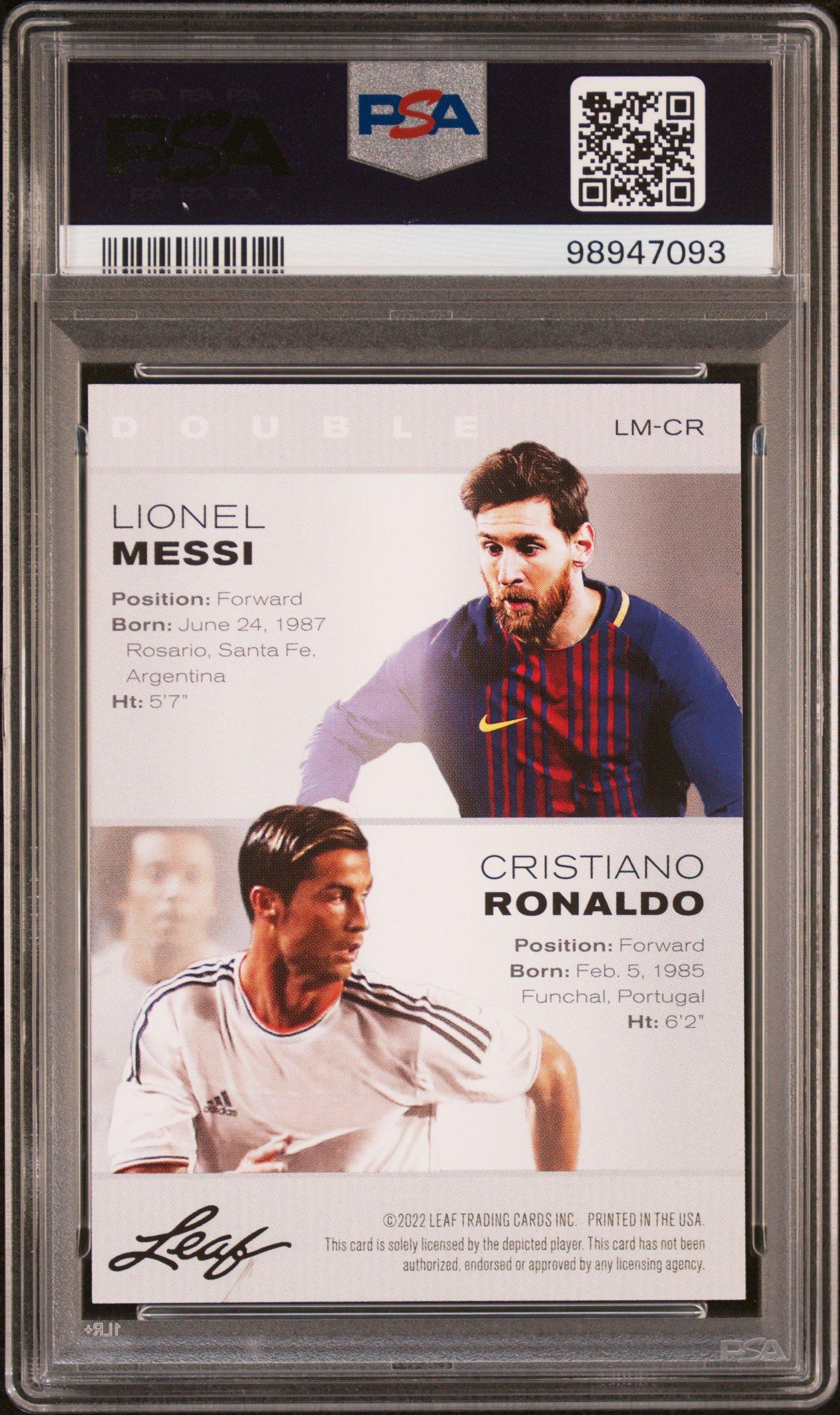 2022 Leaf Multi-sport Special Release Exclusive Legends Edition Lmcr Lionel Messi/cristiano Ronaldo PSA 10