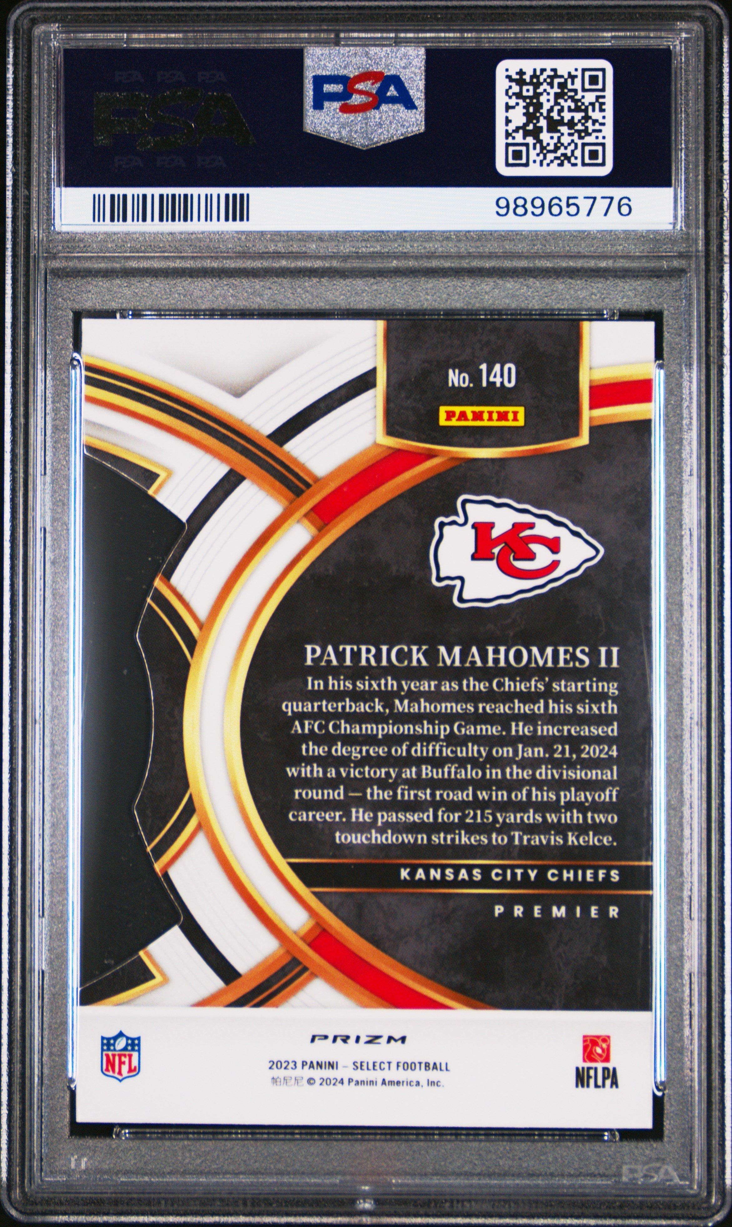 2023 Panini Select 140 Patrick Mahomes Ii Die-cut Silver Prizm PSA 9
