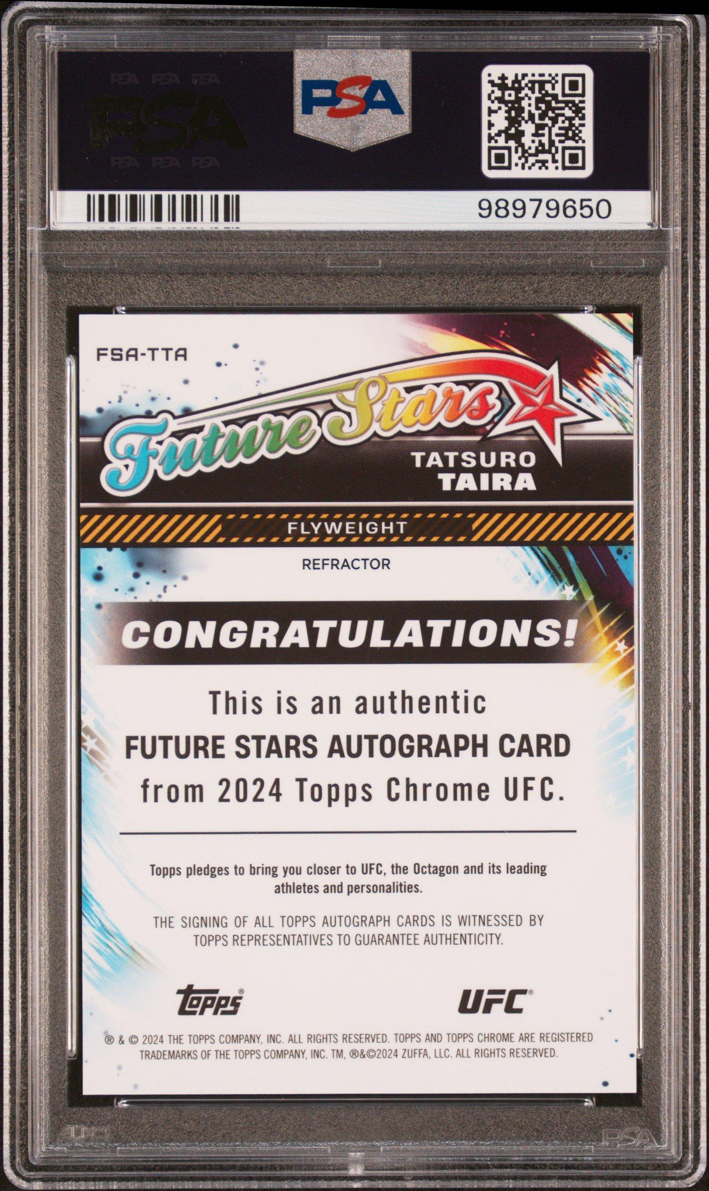 2024 Topps Chrome Ufc Future Stars Autographs Fsatta Tatsuro Taira Refractor PSA 10