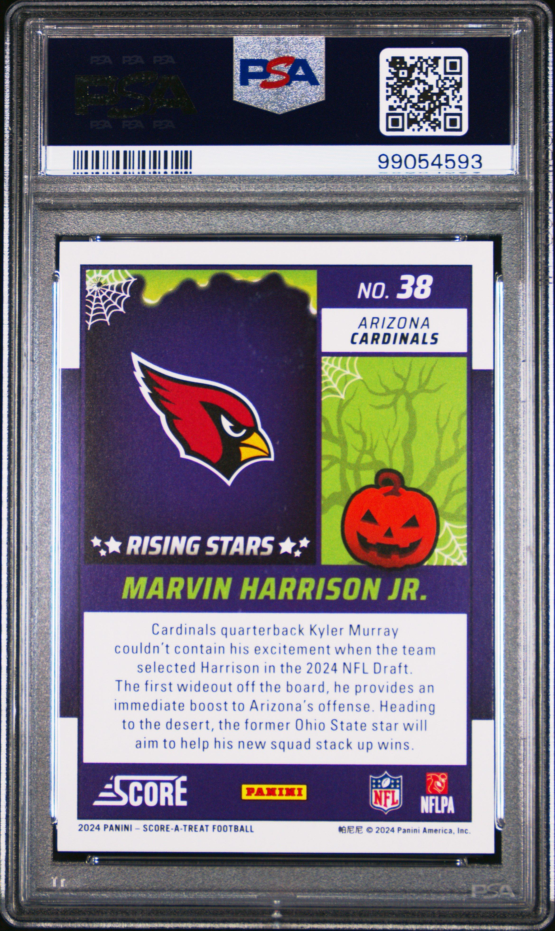 2024 Panini Score-a-treat Rising Stars 38 Marvin Harrison Jr. Pumpkin PSA 10