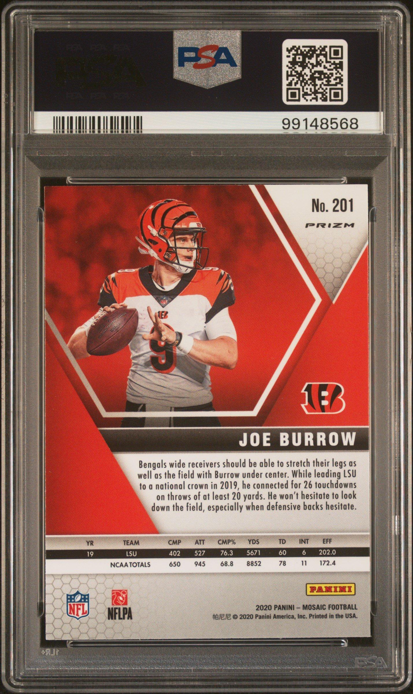 2020 Panini Mosaic 201 Joe Burrow Camo Pink PSA 9