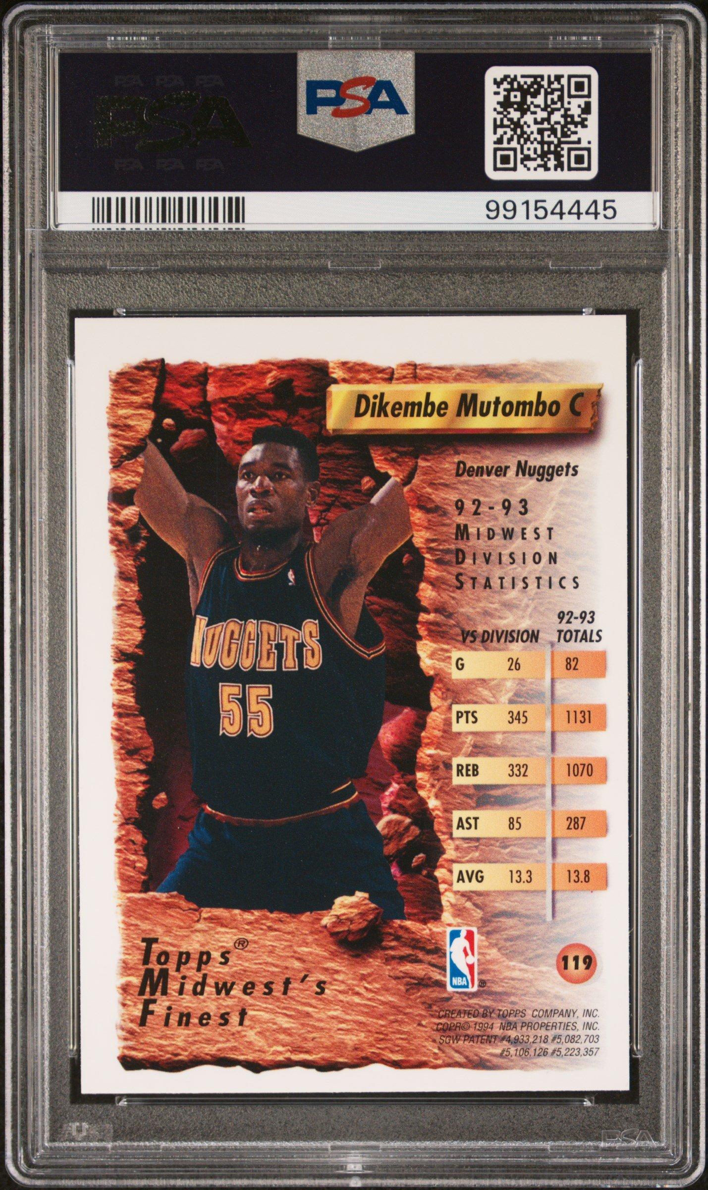 1993 Finest 119 Dikembe Mutombo PSA 8