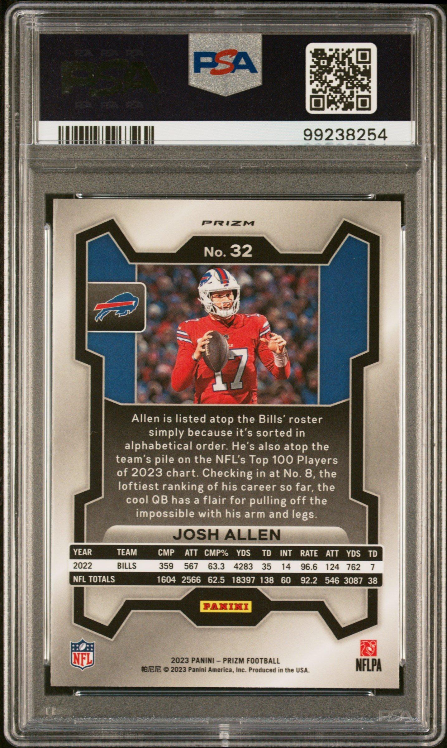 2023 Panini Prizm 32 Josh Allen Red Sparkle PSA 10 Graded Card