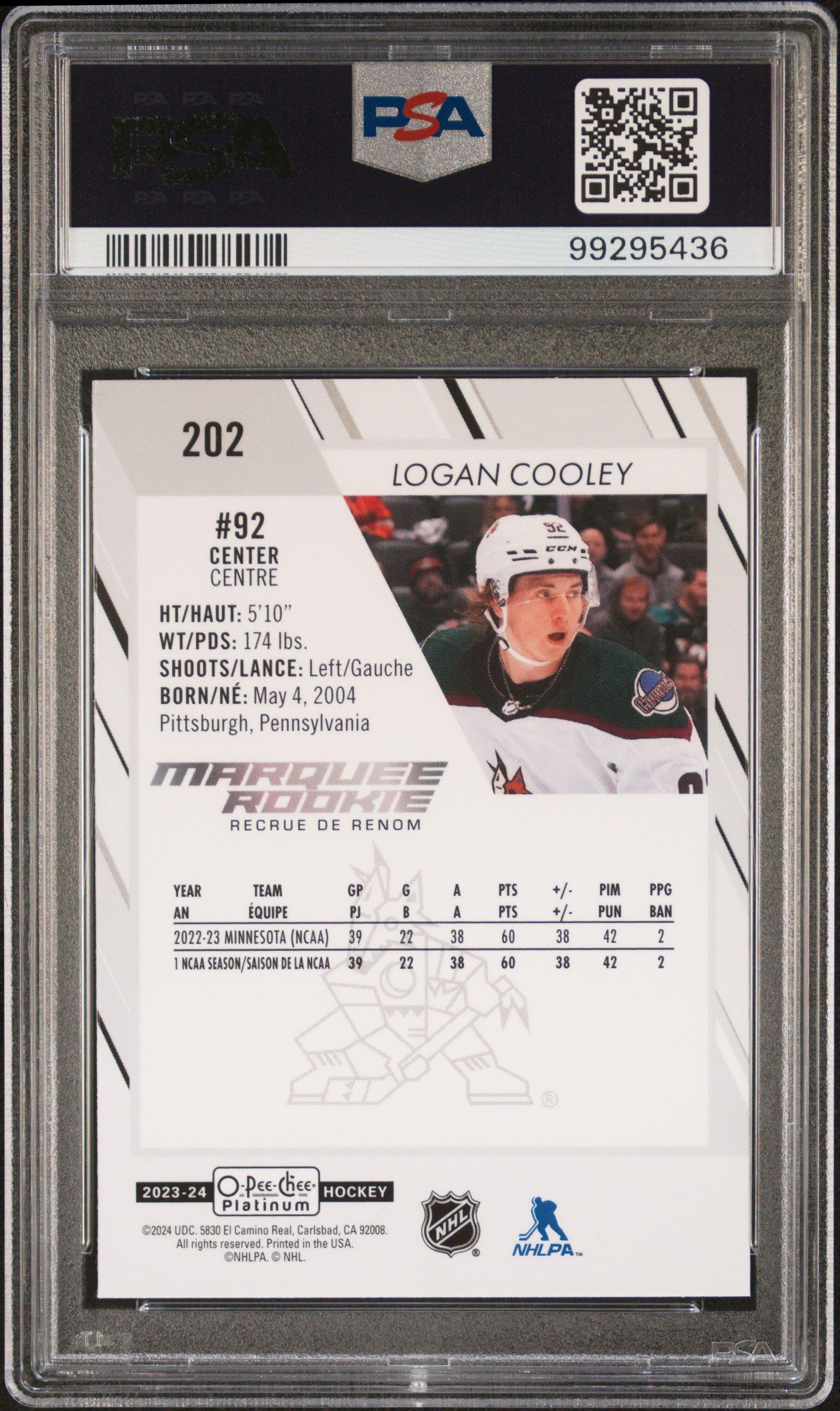 2023 O-pee-chee Platinum 202 Logan Cooley PSA 9