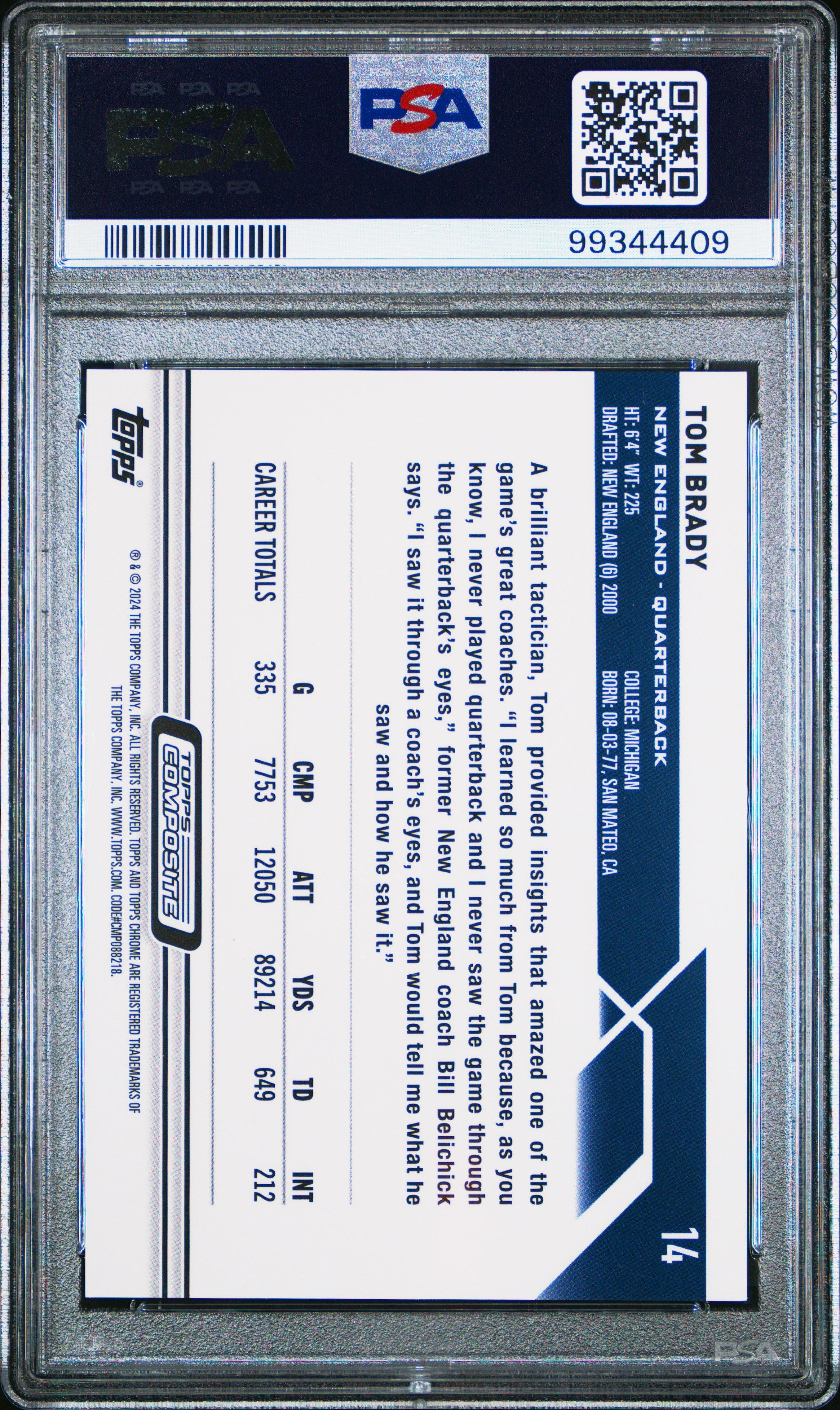 2023 Topps Composite 14 Tom Brady Purple Speckle Refractor PSA 10