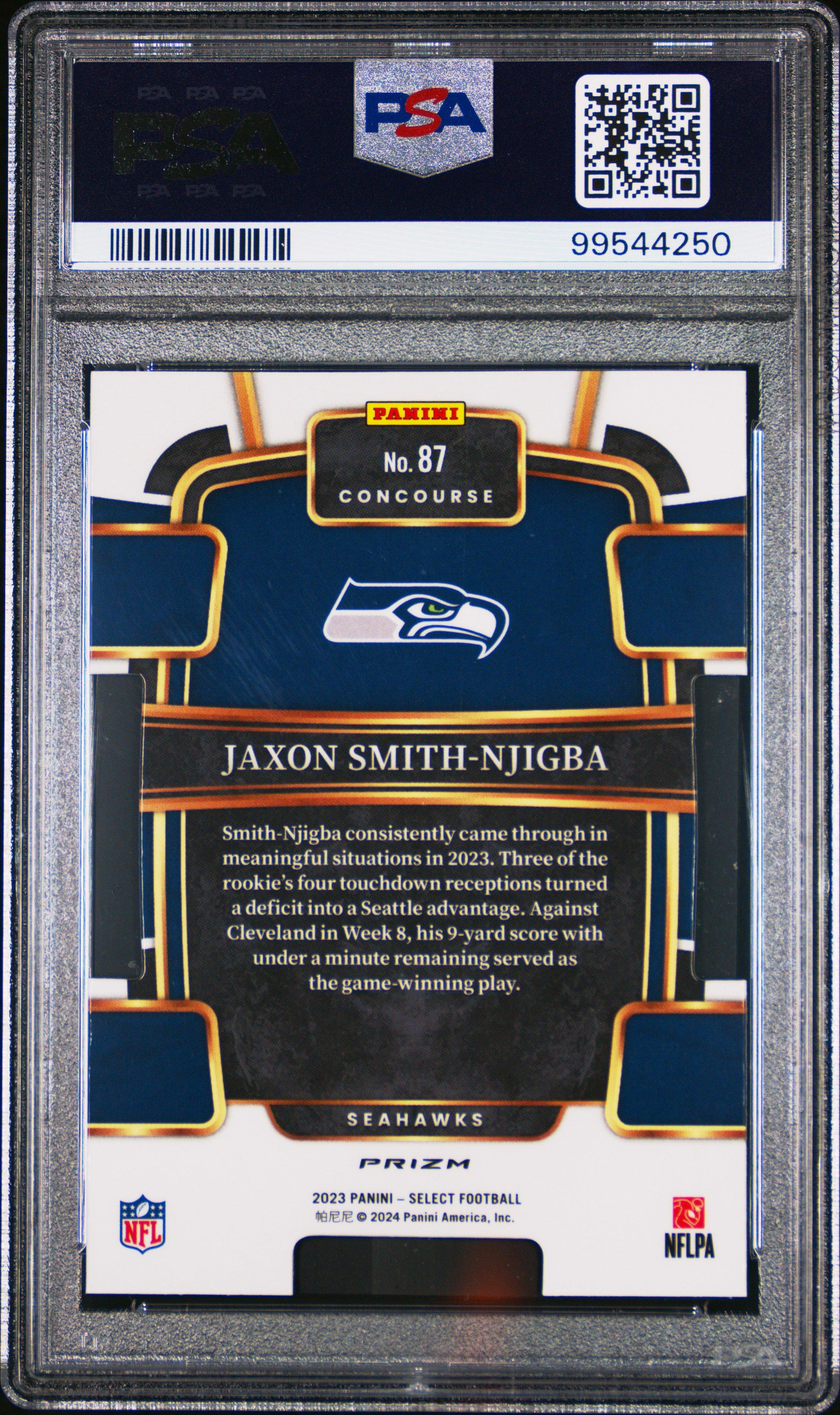 2023 Panini Select 87 Jaxon Smith-njigba Die-cut Red & Blue Prizm PSA 10