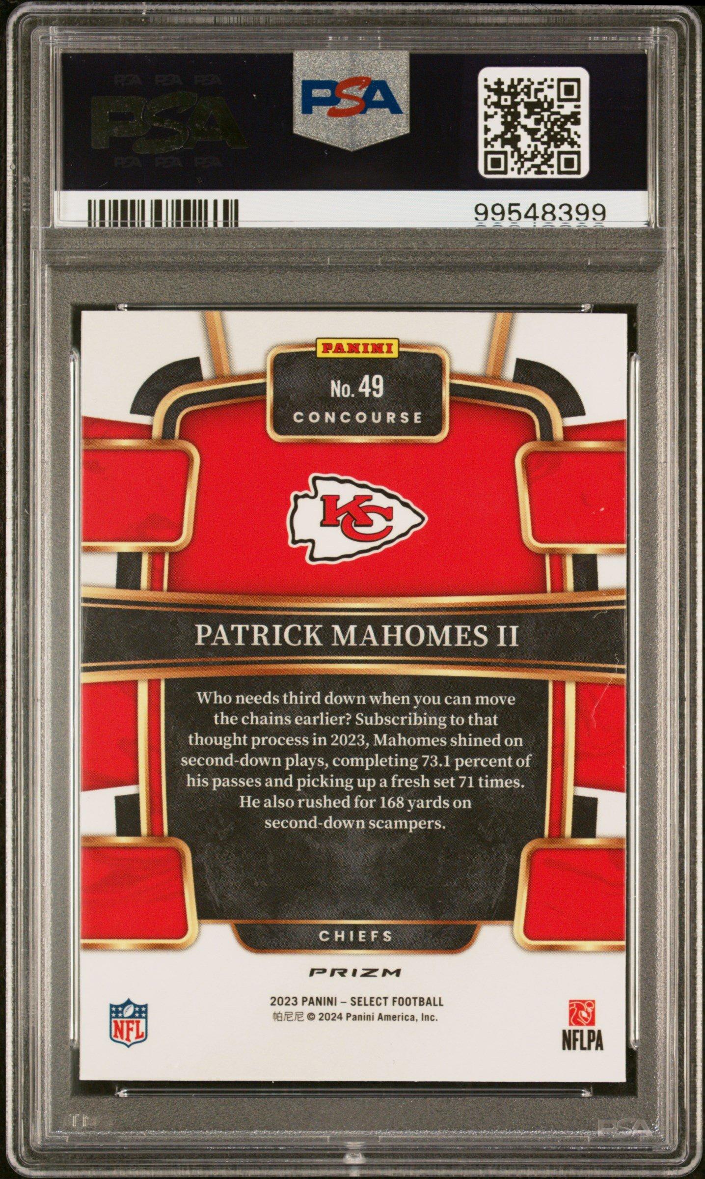 2023 Panini Select 49 Patrick Mahomes Ii Silver Prizm PSA 10