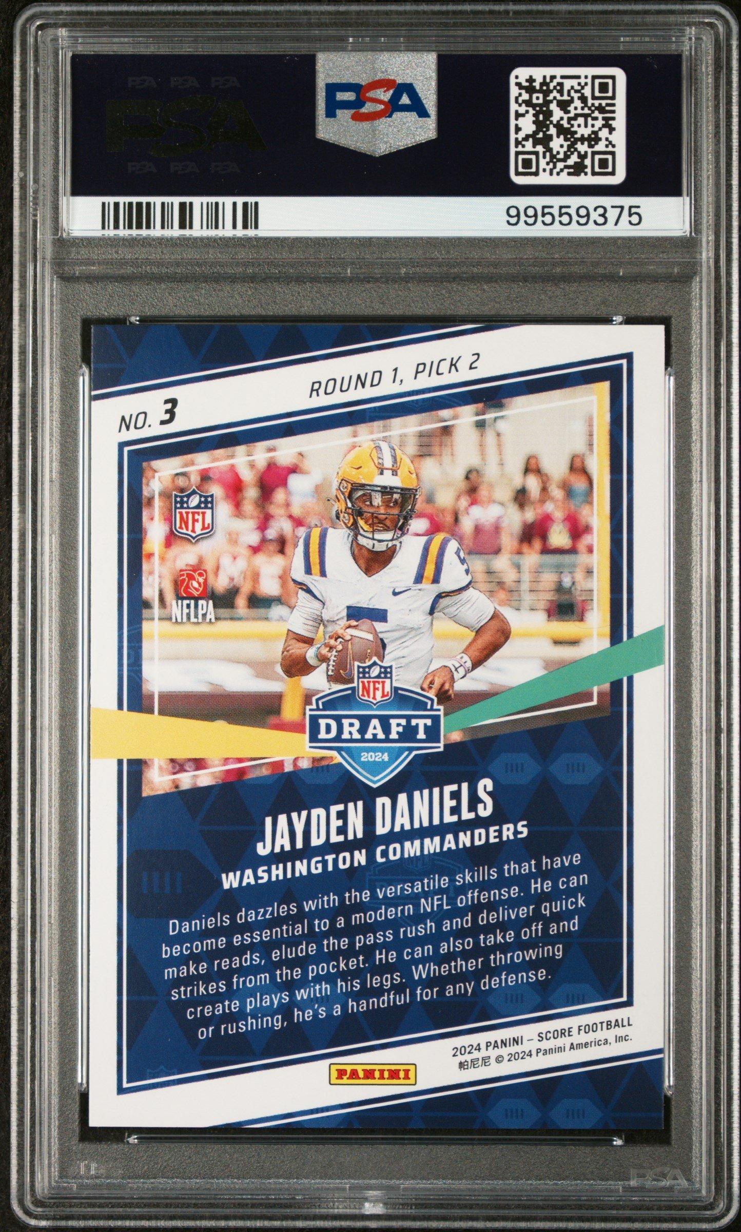 2024 Panini Score Nfl Draft 3 Jayden Daniels PSA 10