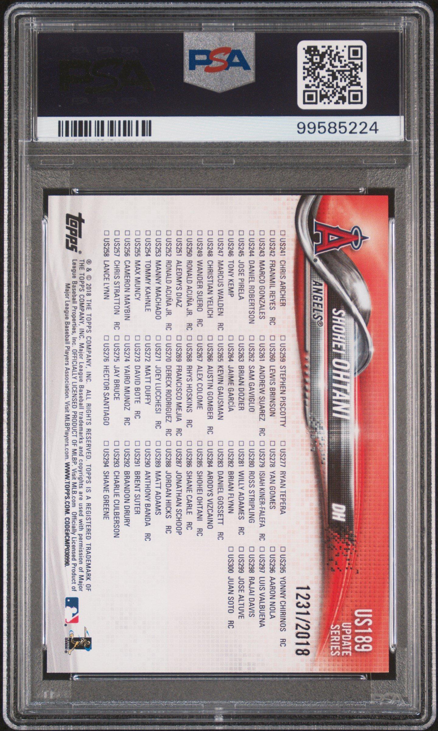 2018 Topps Update Us189 Shohei Ohtani Gold PSA 9