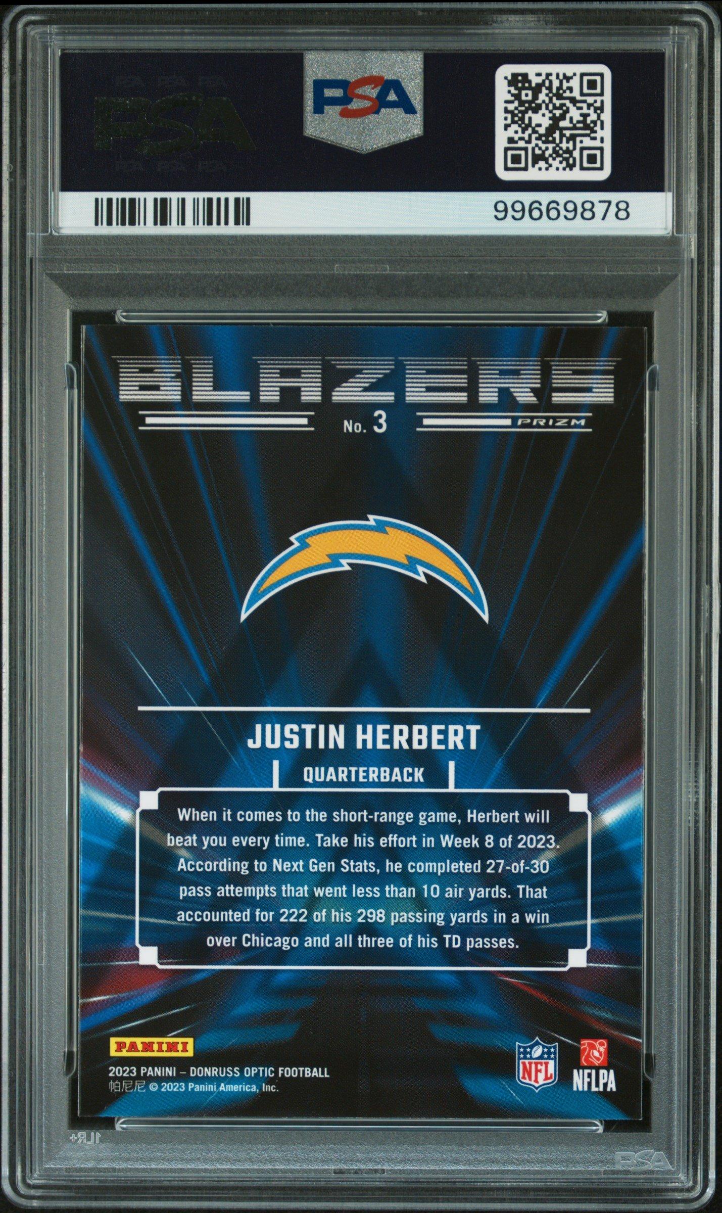 2023 Panini Donruss Optic Blazers 3 Justin Herbert PSA 10