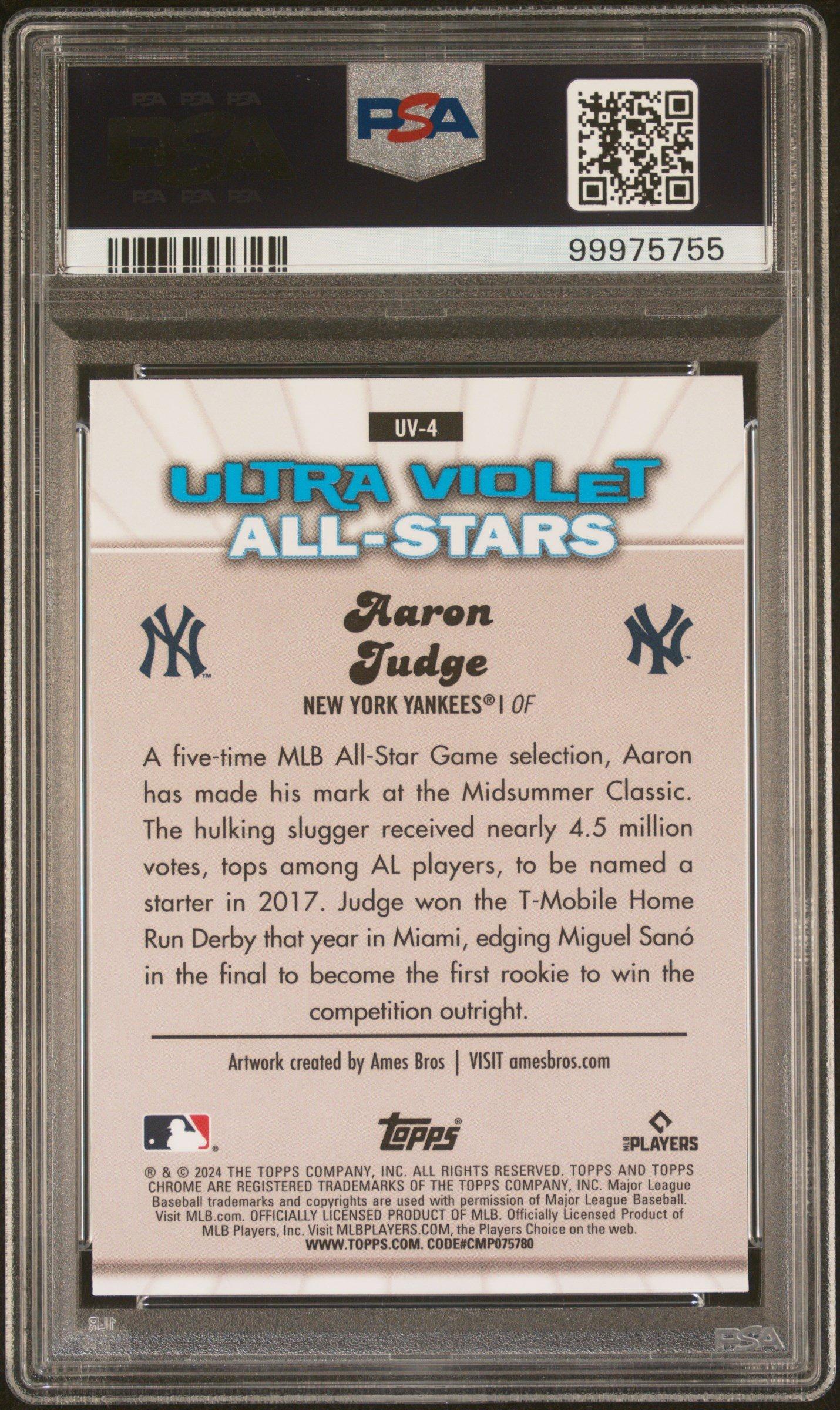 2024 Topps Chrome Ultraviolet All-stars Uv4 Aaron Judge PSA 10