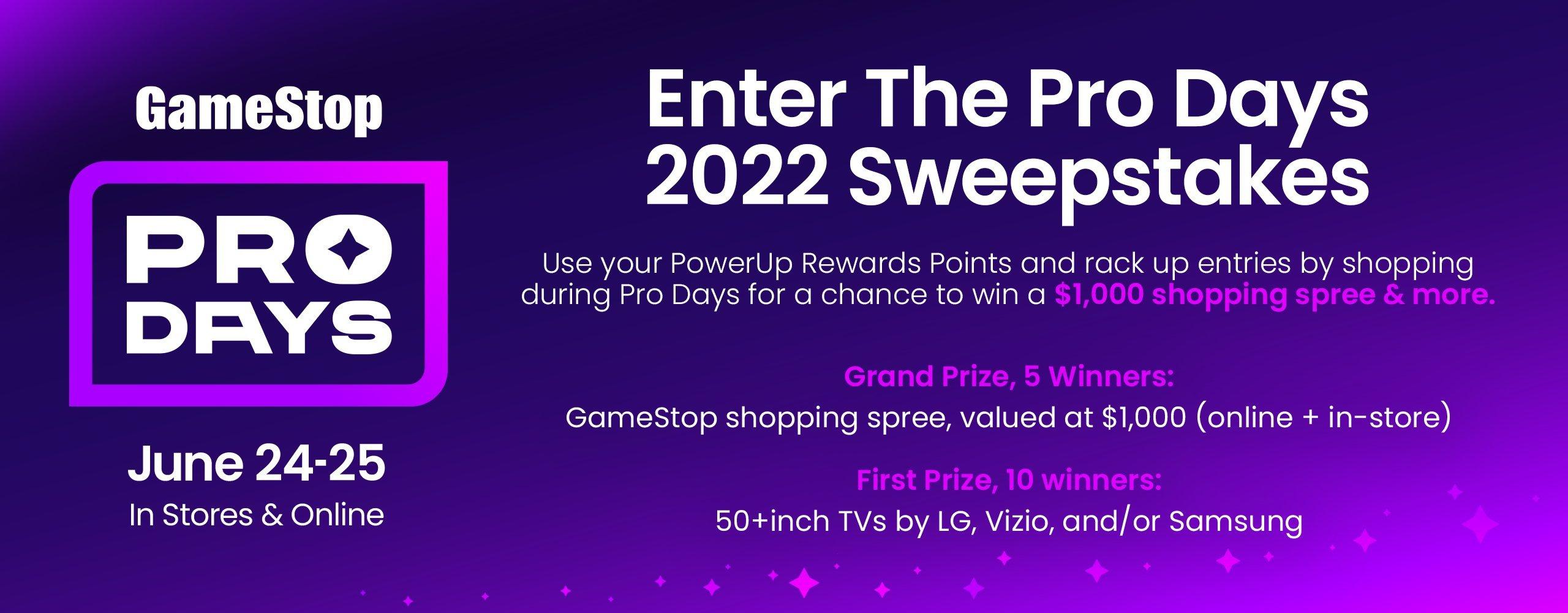 Pro Days 22 Sweepstake GameStop