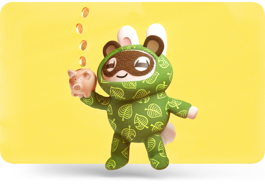 Character with piggy bank